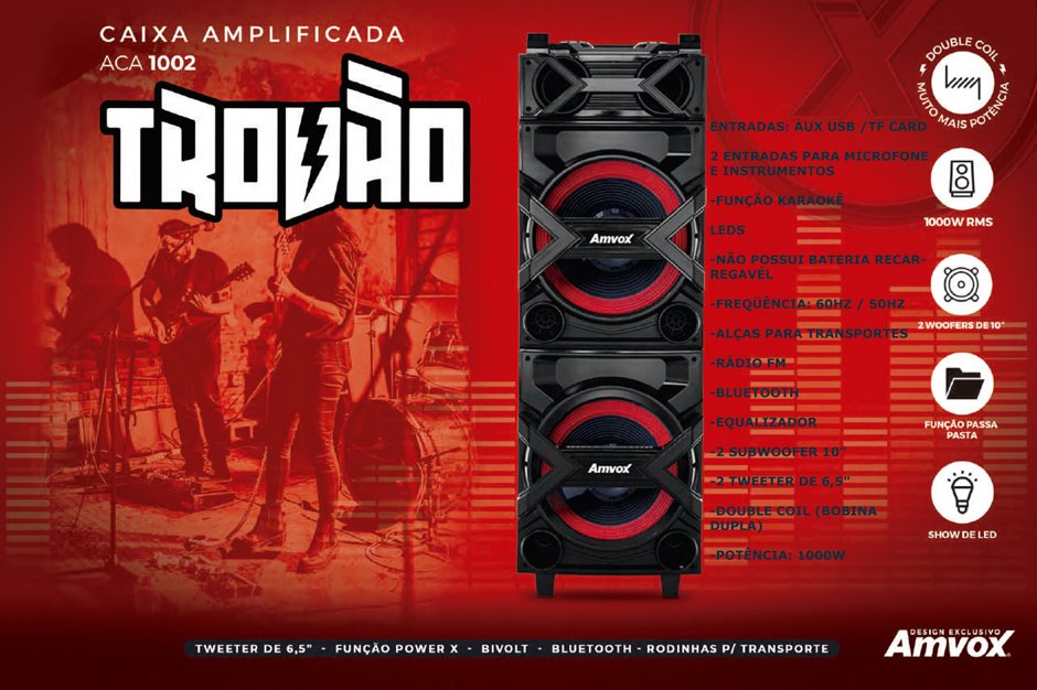 Conteúdo informativo caixa amplificada amvox aca-1002