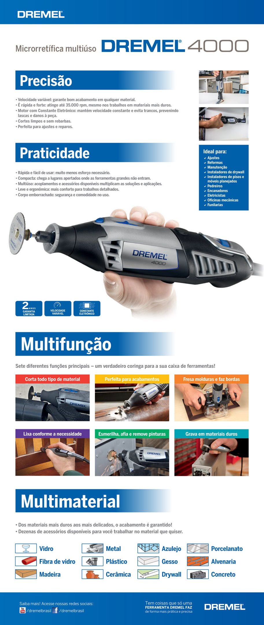 Micro Retífica Dremel Elétrica com 26 Acessórios 220V 4000 N/26