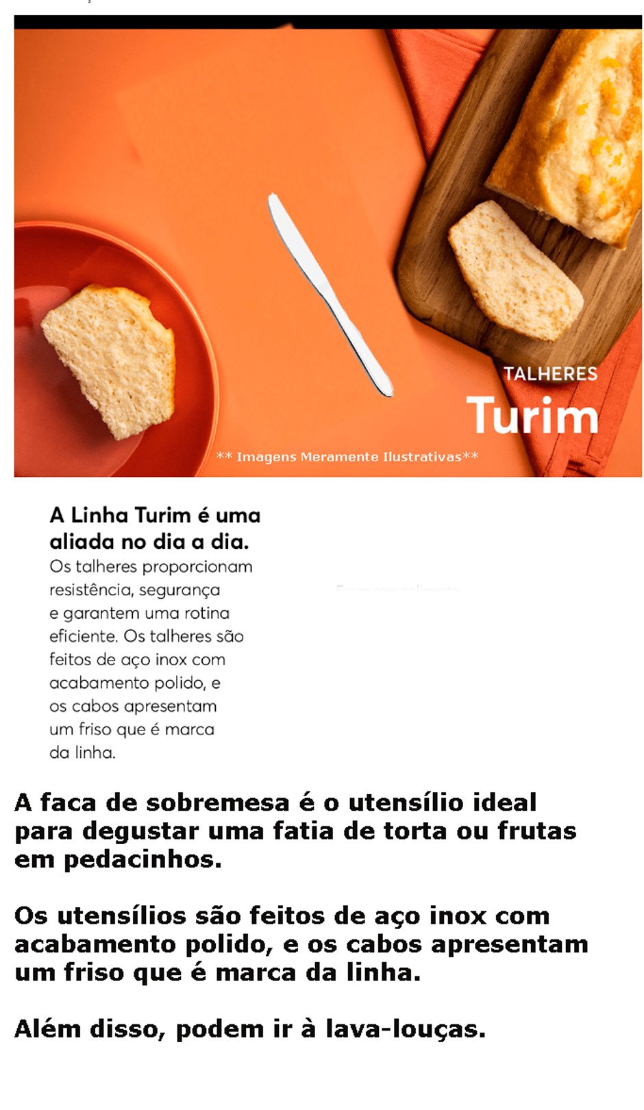 Conteúdo informativo Faca Sobremesa Brinox Turim 5110 12 Peças 