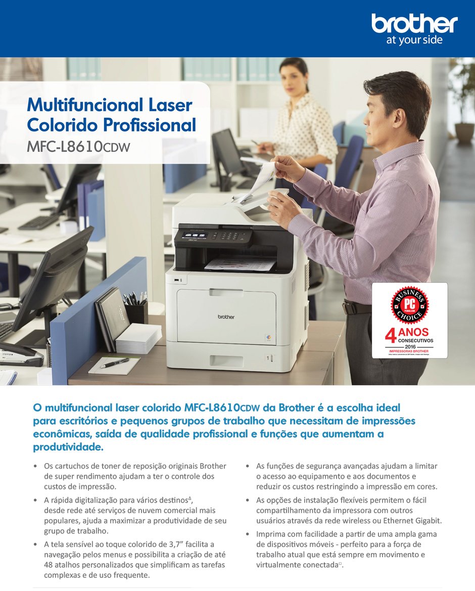 Conteúdo informativo Multifuncional Brother MFCL8610DW