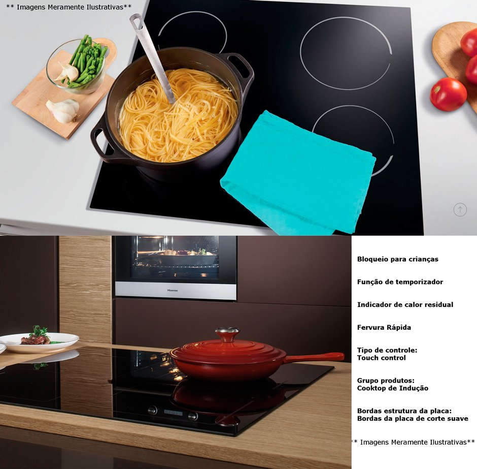 Conteúdo informativo fogao Cooktop Indução Hisense I6421CB