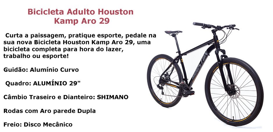 Conteúdo informativo Bicicleta Houston KAMP 29 ARO 29  