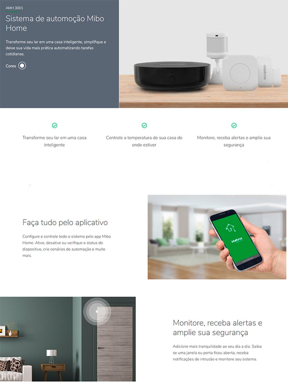 Conteúdo informativo Sistema de automoção Mibo Home