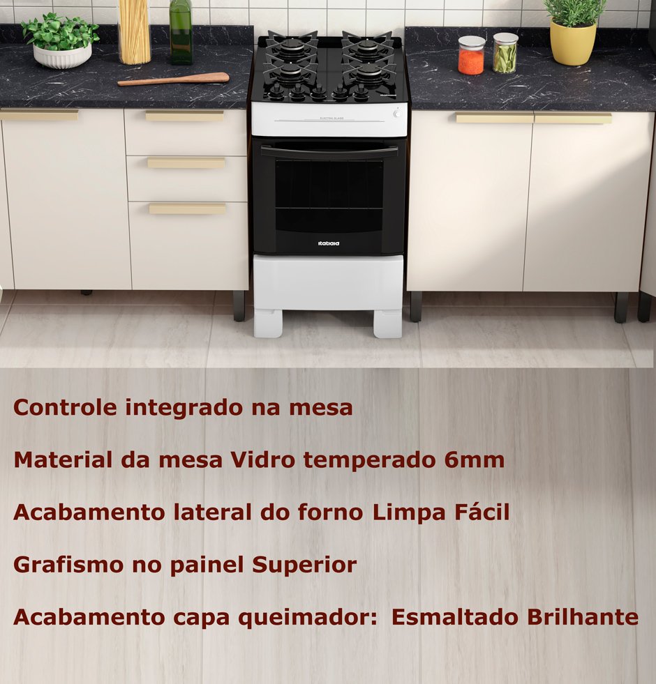 Conteúdo informativo Fogão Itatiaia Electra Glass 4B