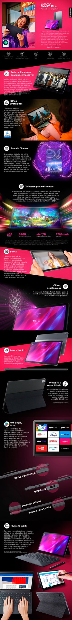Conteúdo informativo Tablet Lenovo TAB11