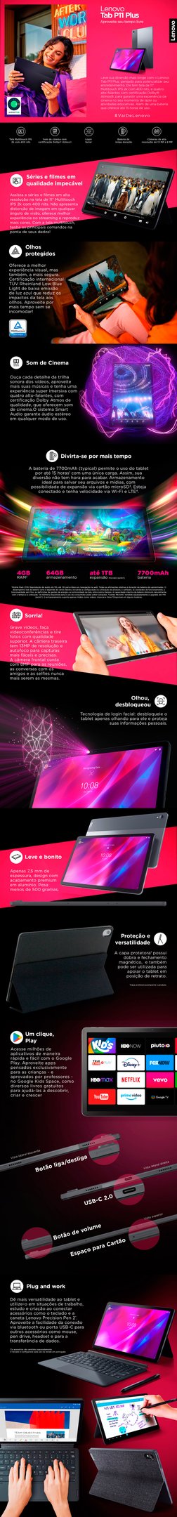 Conteúdo informativo Tablet Lenovo ZA940394BR