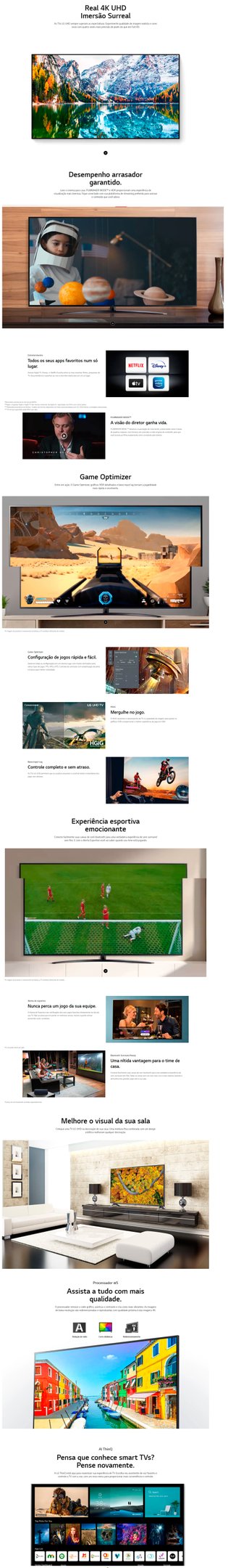 Conteúdo informativo Smart TV LED 75P LG 75up8050psb