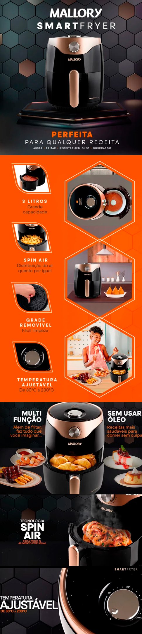 Conteúdo informativo Fritadeira Air Fryer Mallory Smart Fryer 