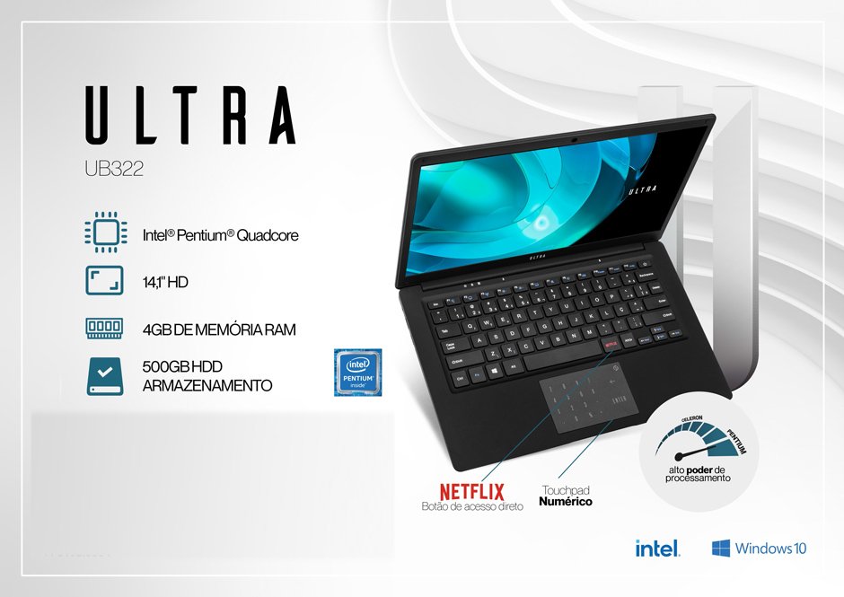 Conteúdo informativo Notebook Multilaser UB322 500GB