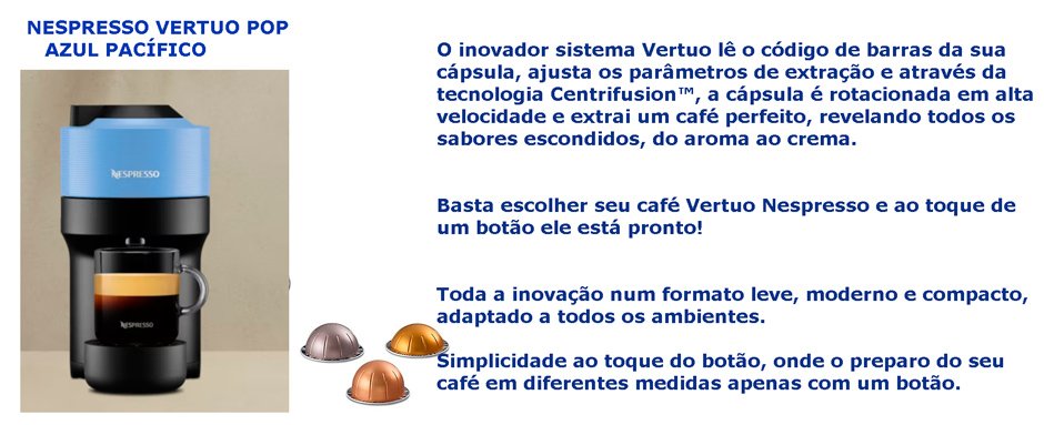 Cafetera Nespresso Vertuo Pop automática azul cápsulas 110V