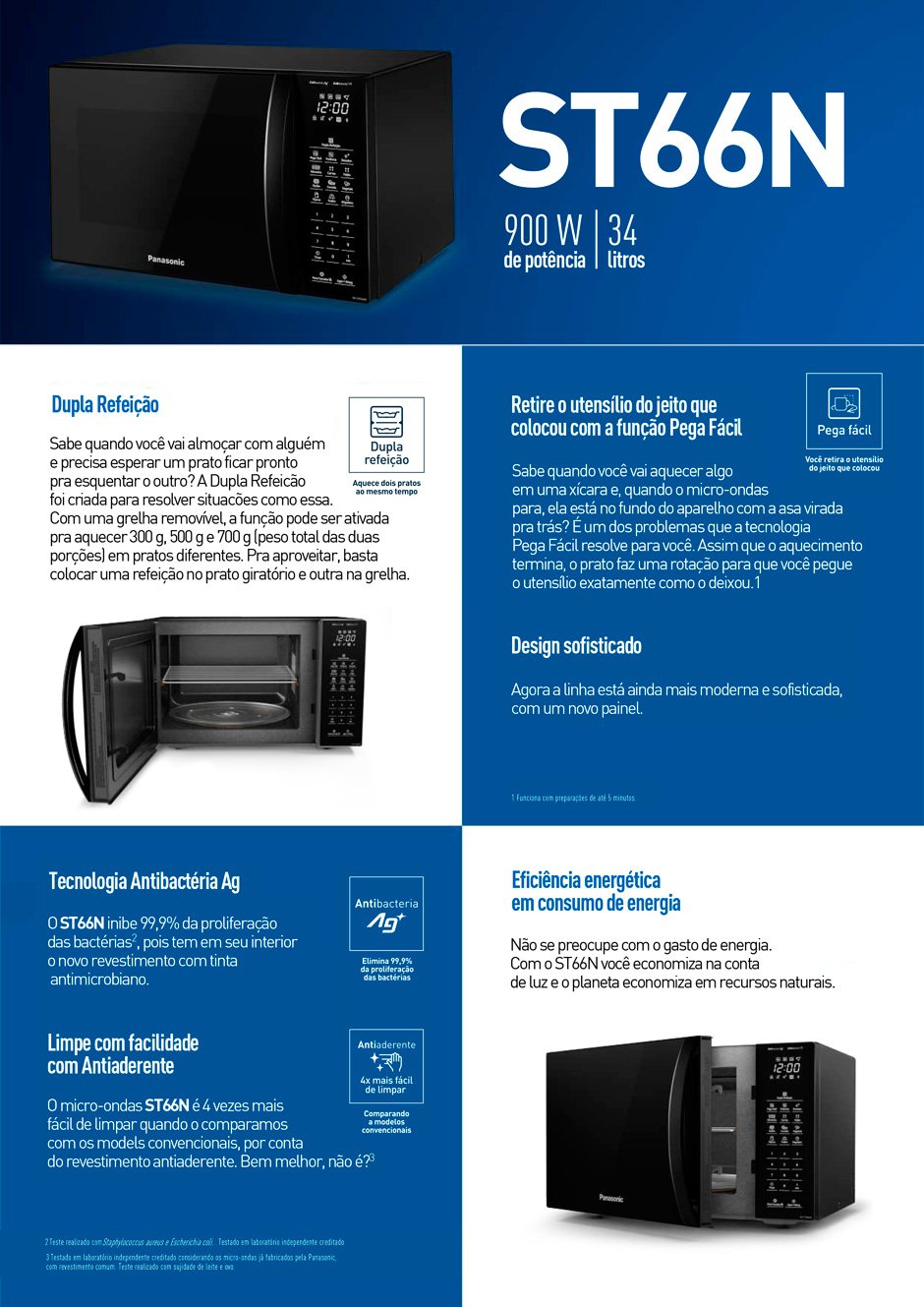 Conteúdo informativo Microondas Panasonic NN-ST66NBRUK 34 Litros