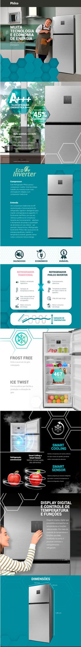 Conteúdo informativo Refrigerador/Geladeira Philco PRF505TI