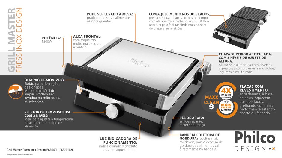 Conteúdo informativo Grill Philco PGR04PI Master