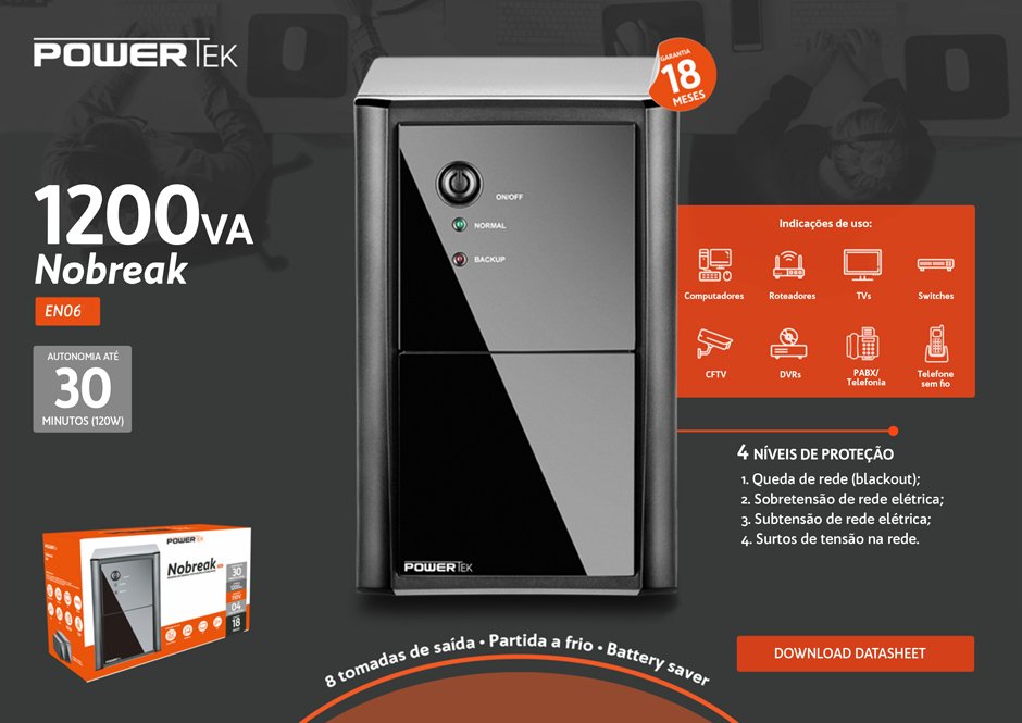 Conteúdo informativo Nobreak Powertec 1200VA Monovolt EN06