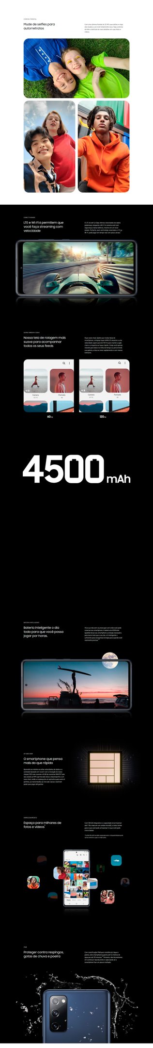 Conteúdo informativo Smartphone Galaxy S20 Fe 