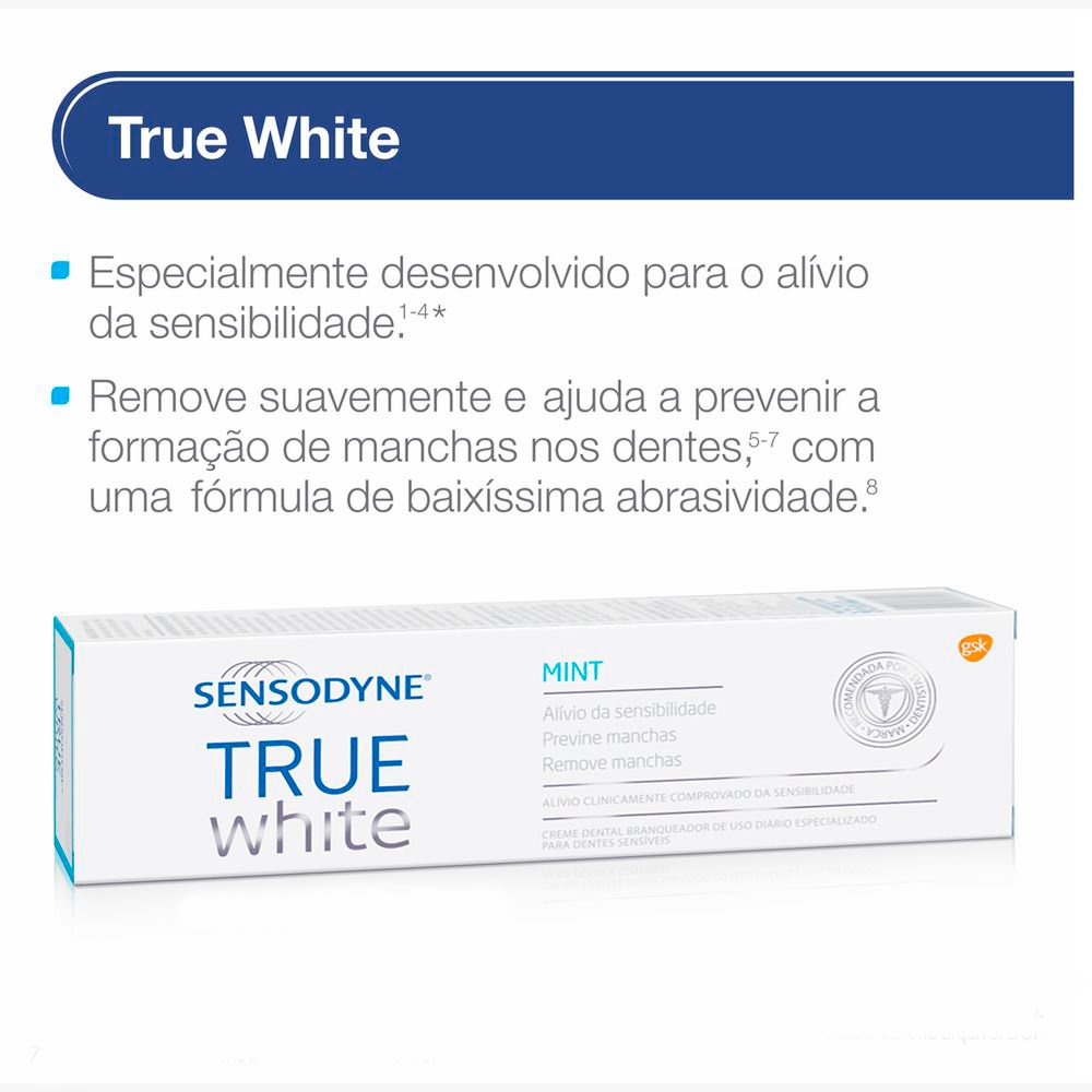 Conteúdo informativo Creme Dental Sensodyne True White