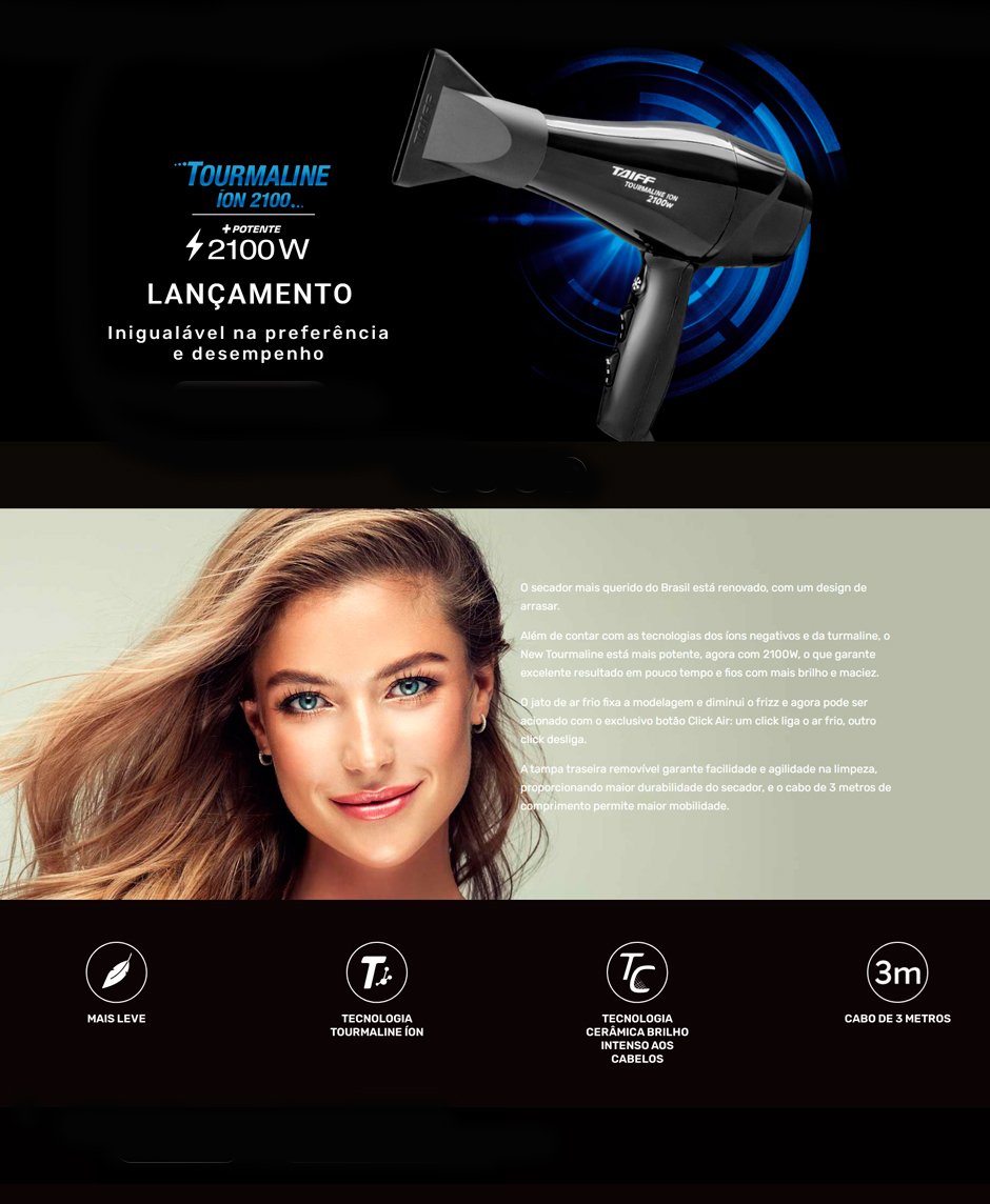 Secador de Cabelo Taiff New Tourmaline Ion 2100W