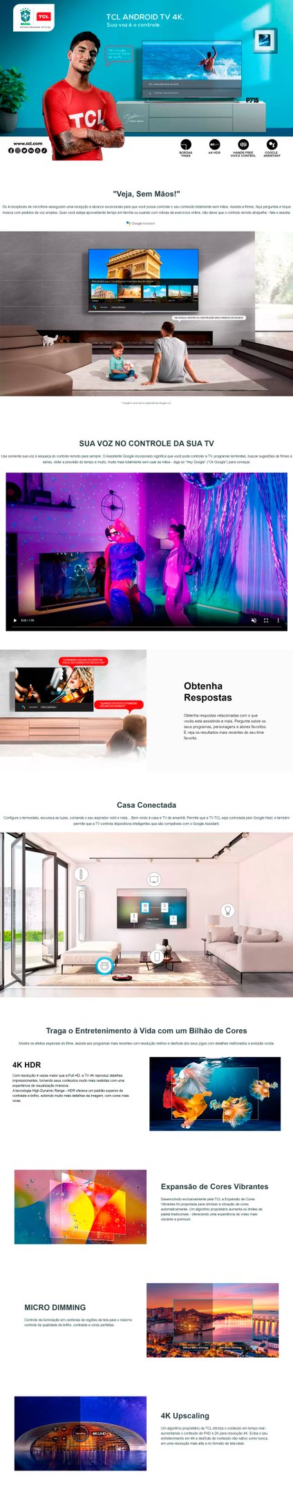 Conteúdo informativo smart tv tcl 65 polegadas